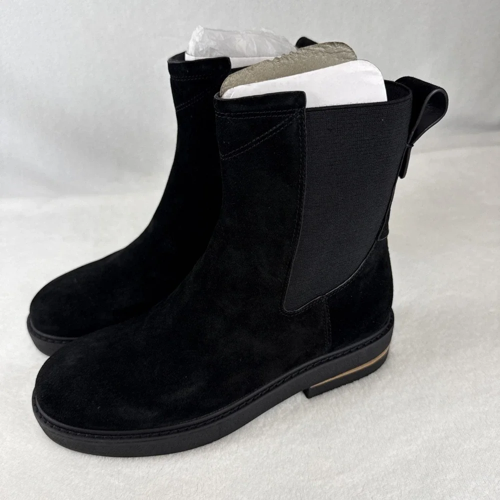Franco Sarto Bellina Black Suede Ankle Boots Woman's Sz 8M